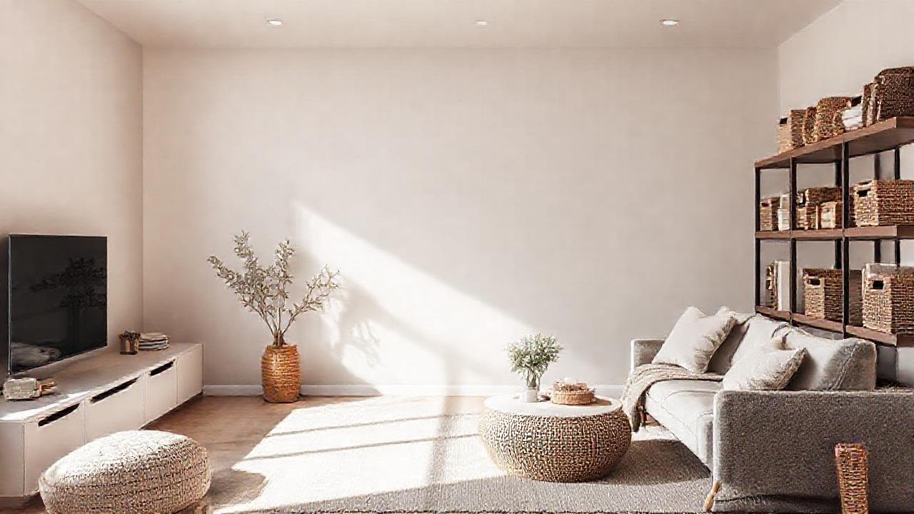 Un salón escandinavo minimalista y acogedor