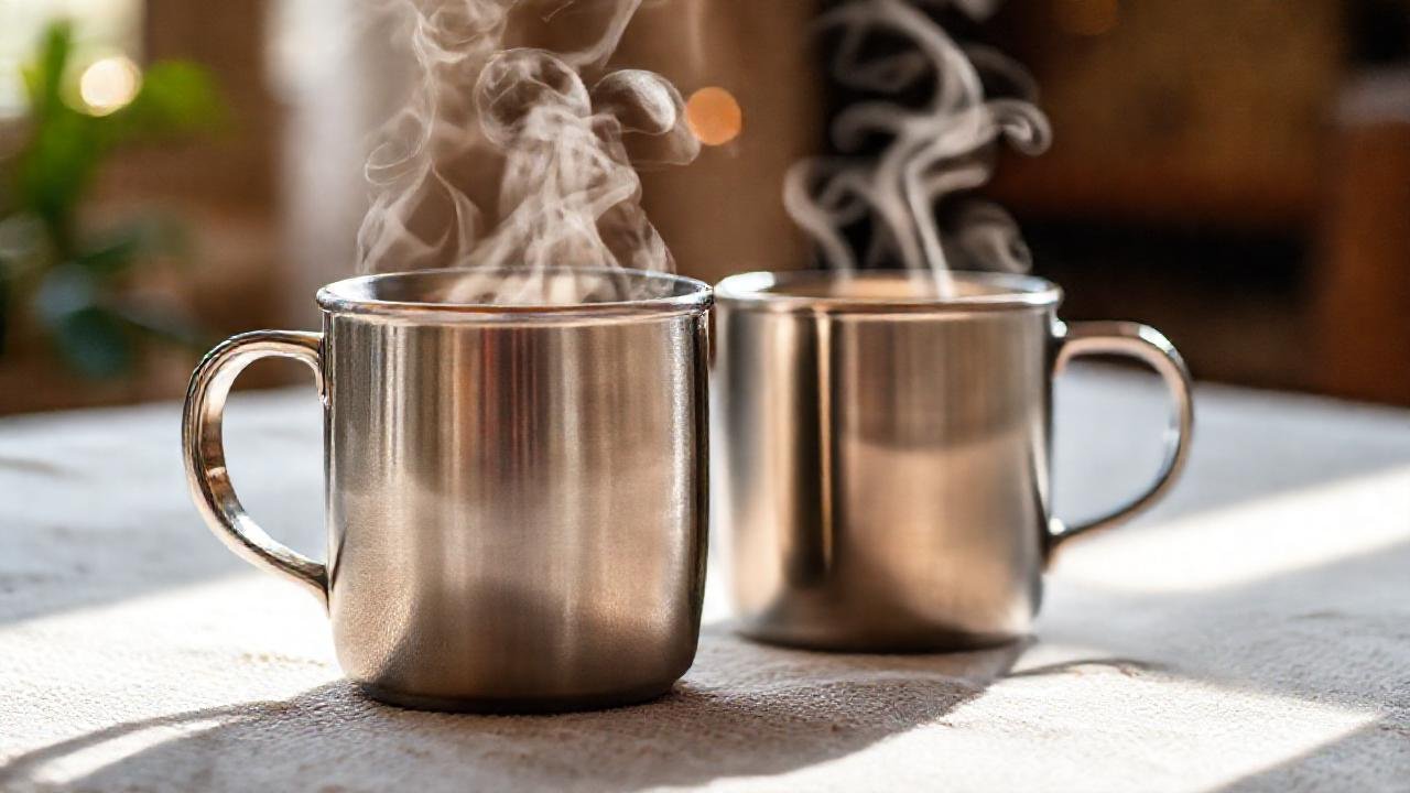 Tazas de acero inoxidable crean calidez acogedora