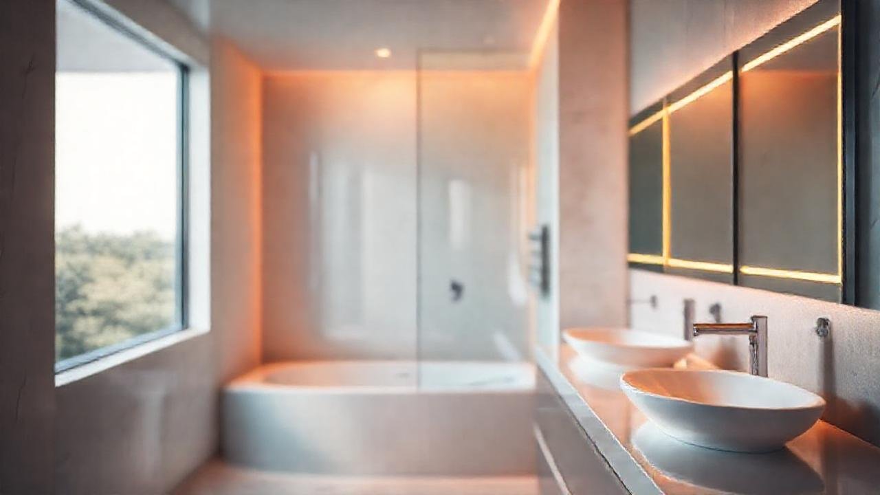 Un baño moderno, tranquilo y minimalista