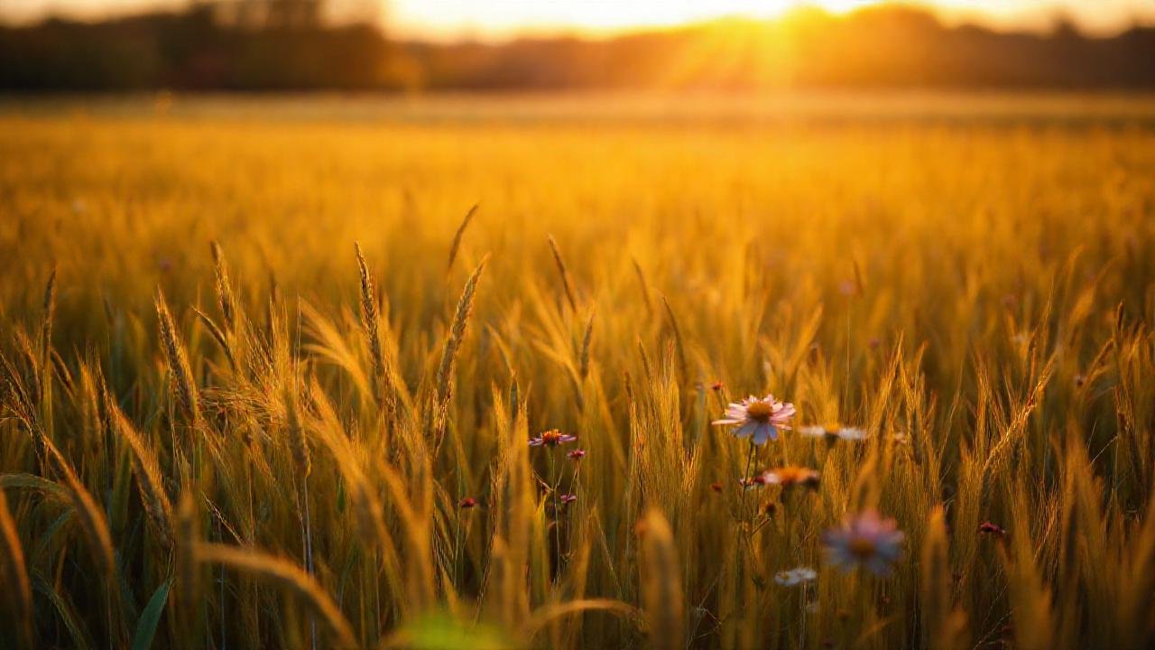 El campo otoñal irradia colores dorados