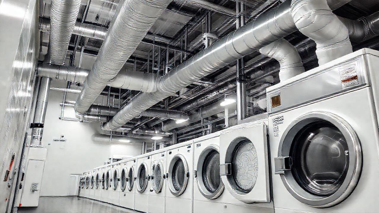 Fábrica moderna con maquinaria y luces brillantes