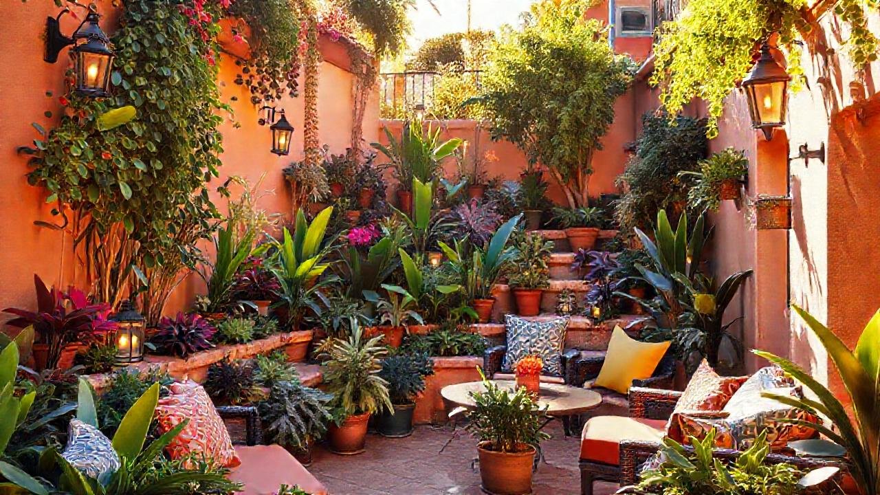 Un rincón exterior encantador y colorido