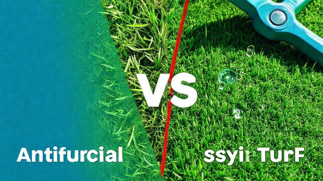 Comparación visual de césped natural y sintético