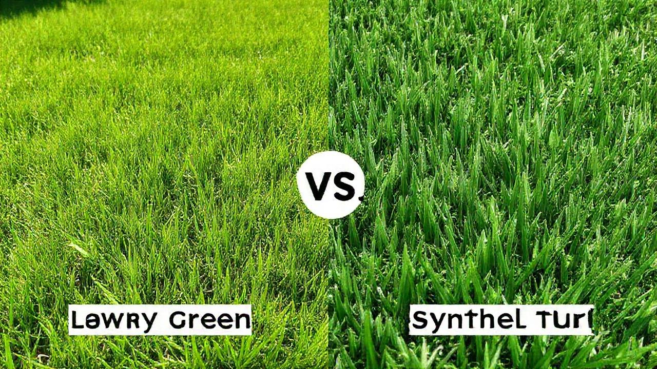 Comparación realista de césped y sintético