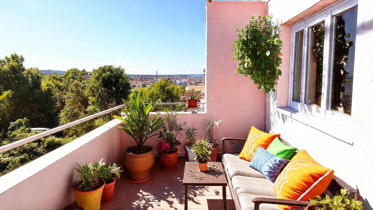 Un balcón soleado y alegre