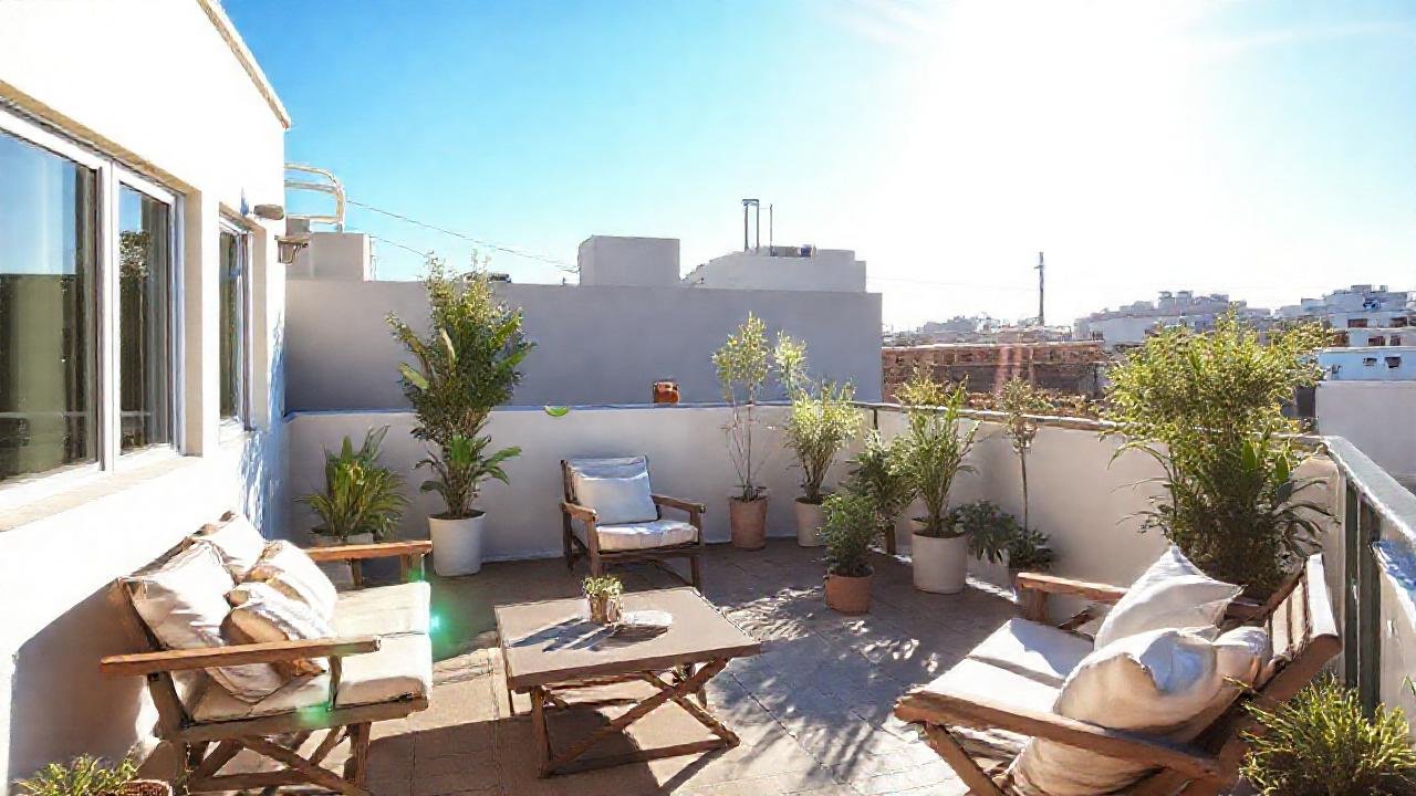 Un espacio exterior moderno y acogedor