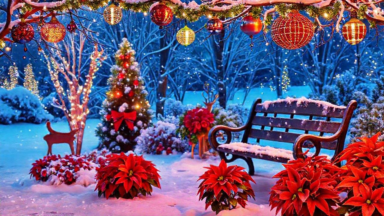 Un jardín invernal brilla con alegría