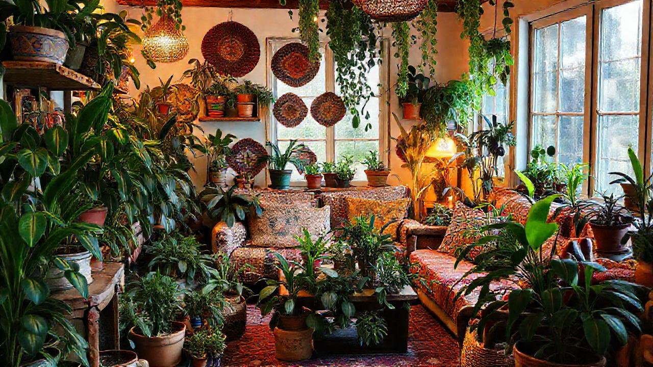 Un salón acogedor y bohemio vibrante