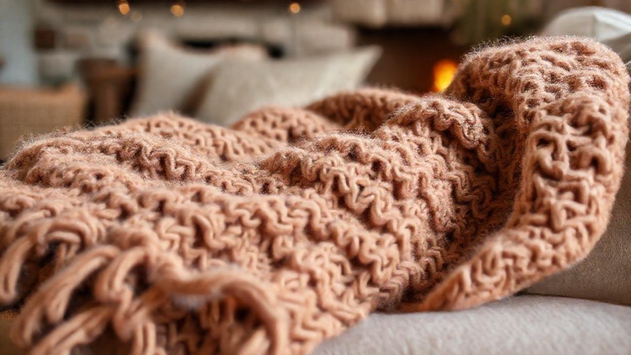 Un salón acogedor y tejido de lana