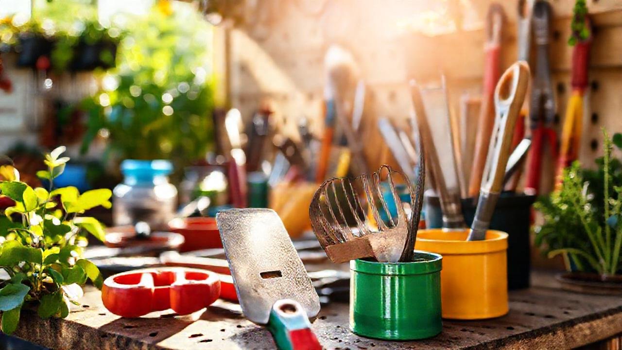 Herramientas de jardín brillantes invitan a crear