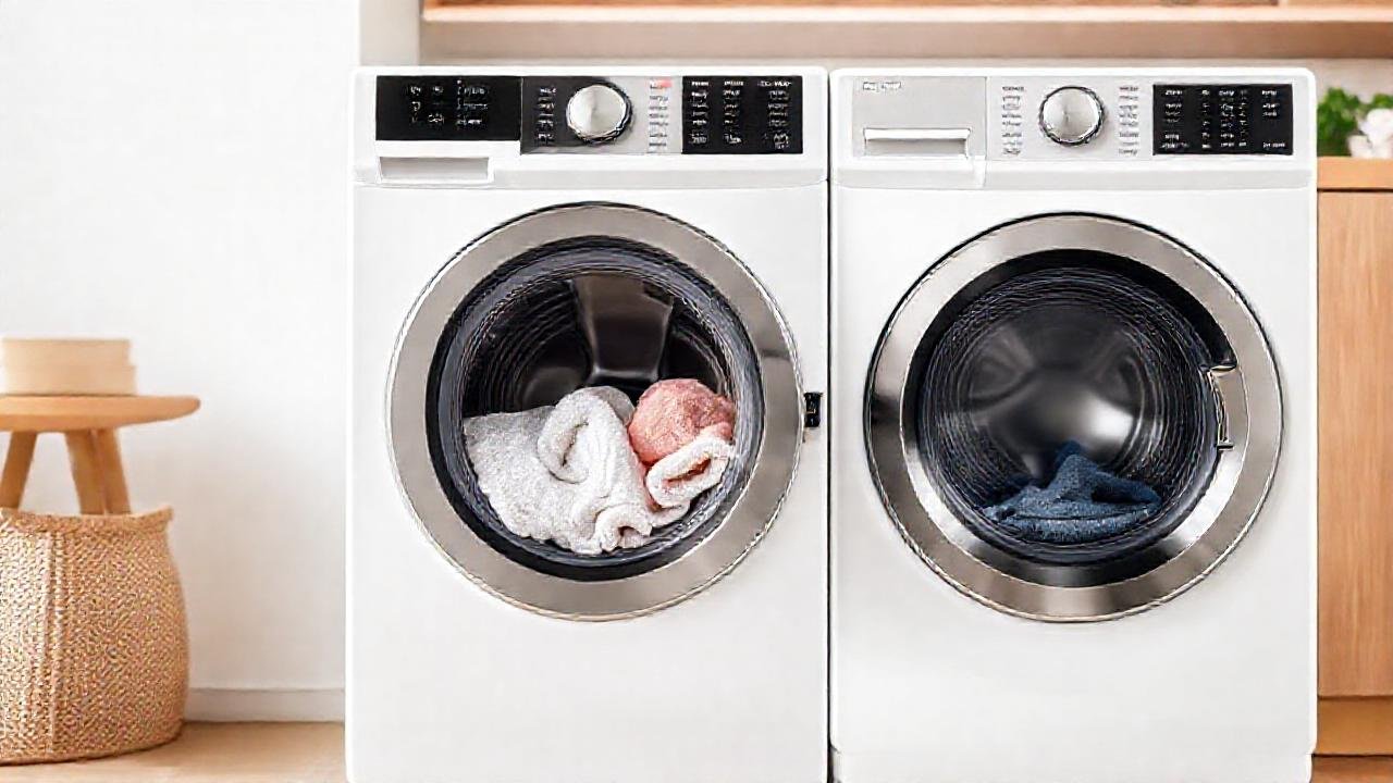 Lavadora moderna limpia ropa con estilo