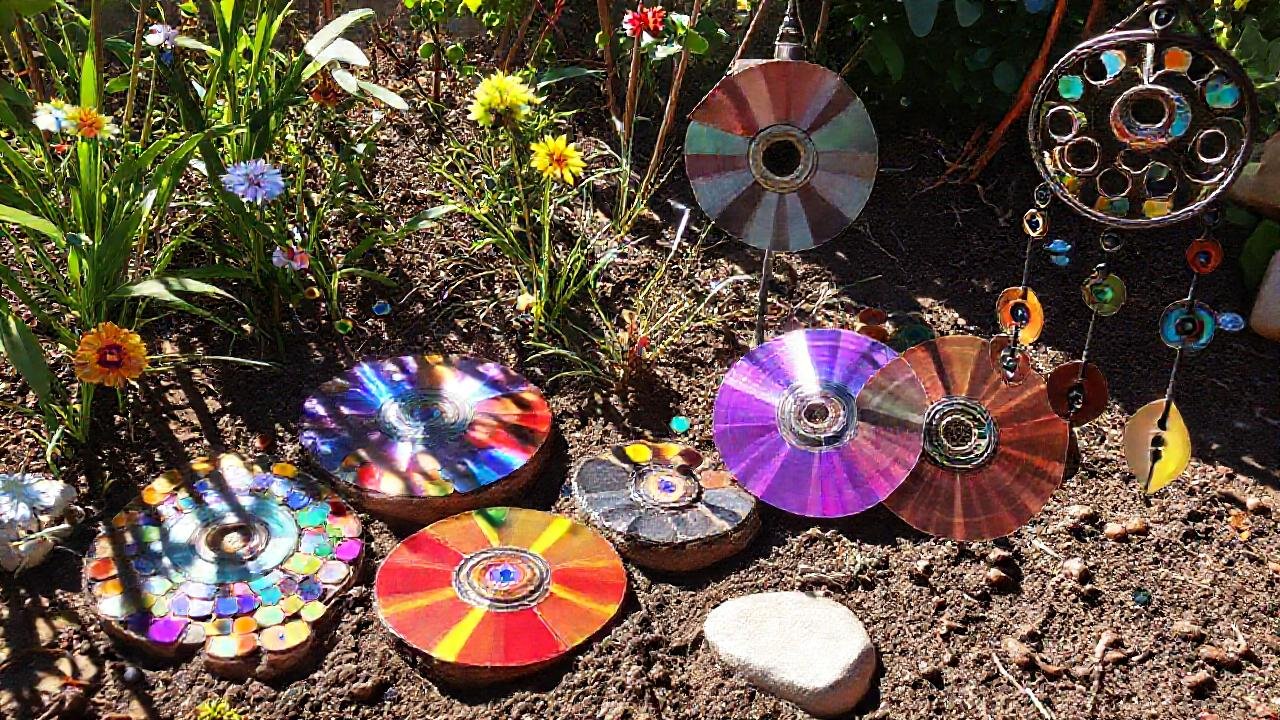 Decoración reciclada vibrante y artesanal al aire libre