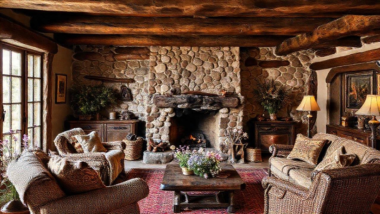 Un salón rústico y acogedor