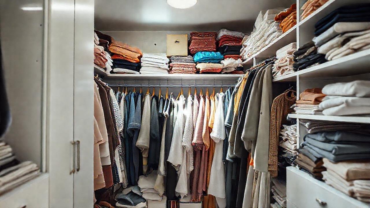 Un closet minimalista y luminoso es ordenado