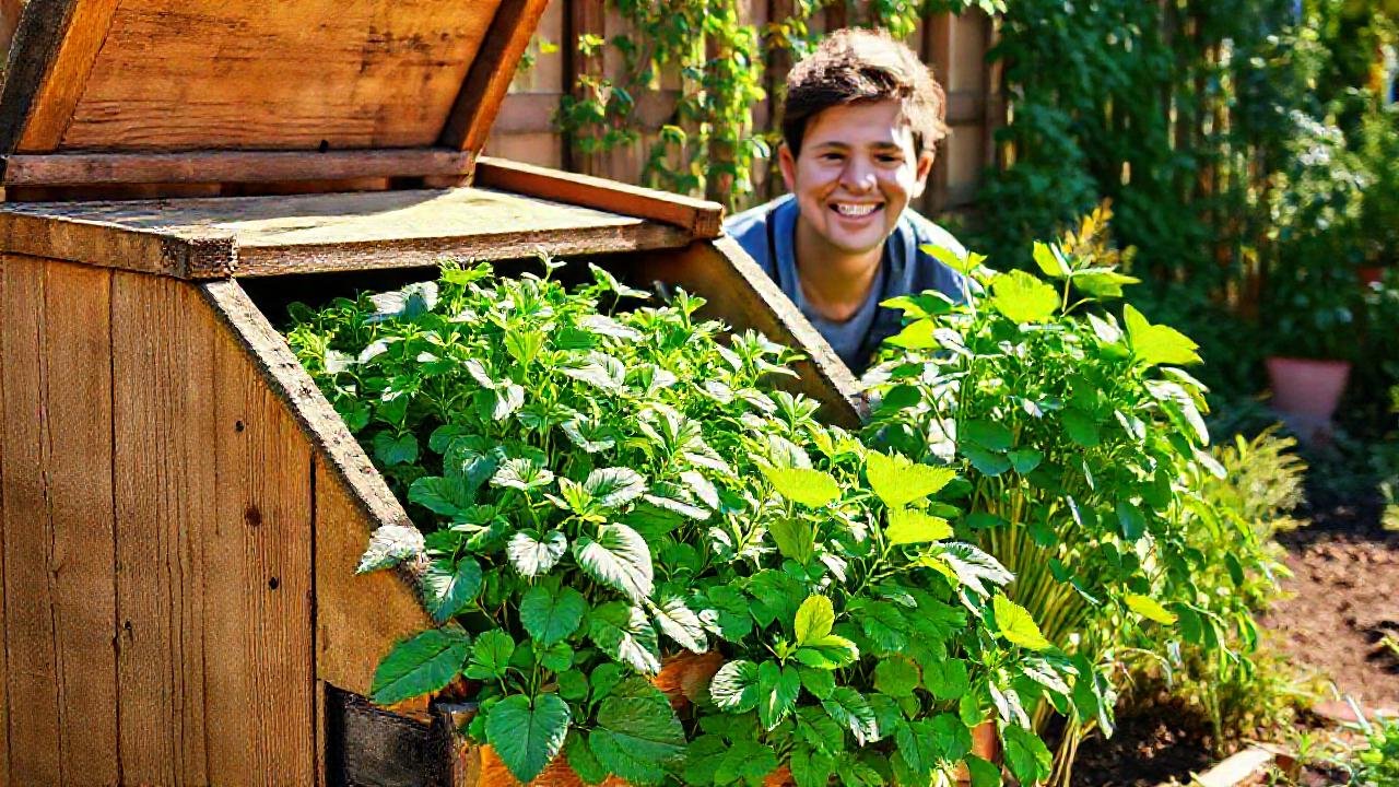 Un jardinero feliz cultiva compost