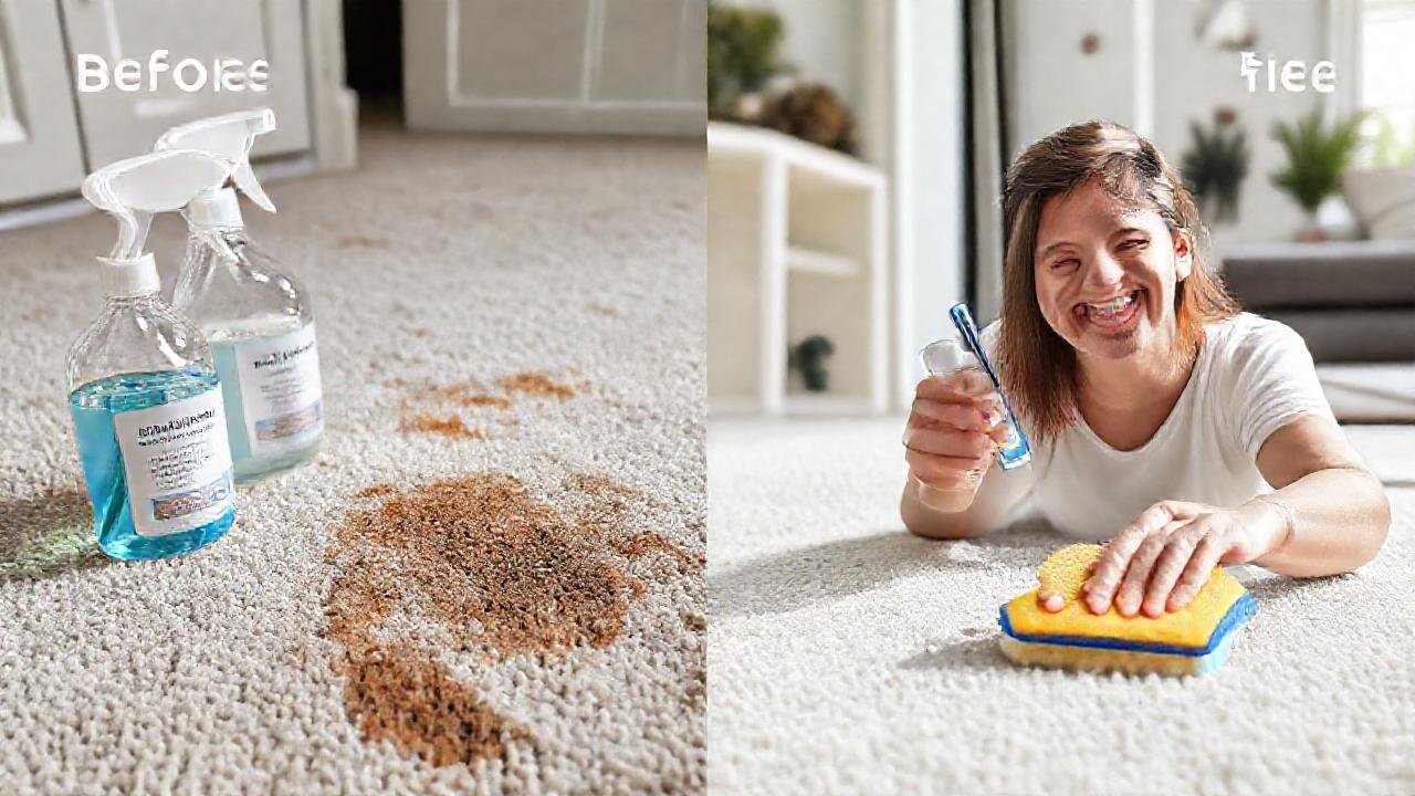 Limpieza de alfombra, hogar feliz, antes y después