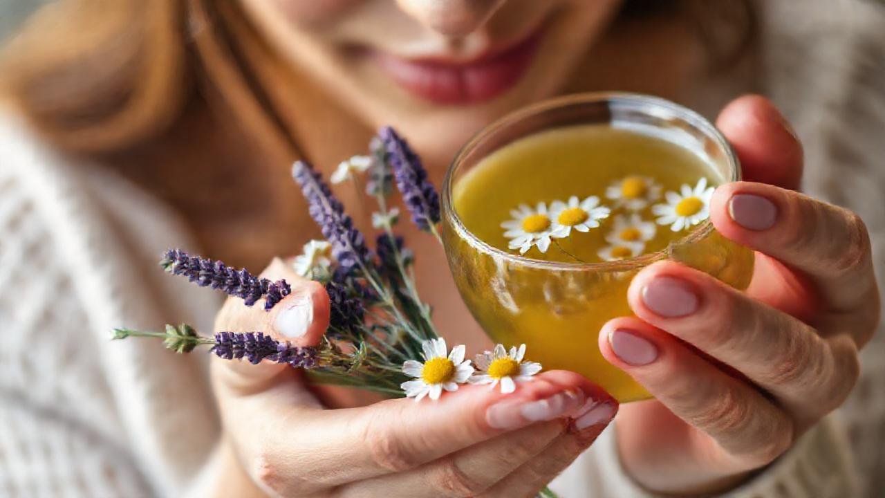 Manos serenas entre flores calmantes