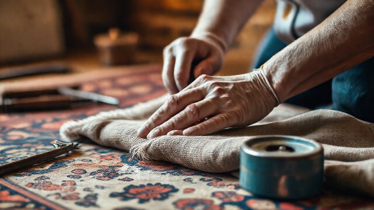 La restauración suave de alfombra antigua