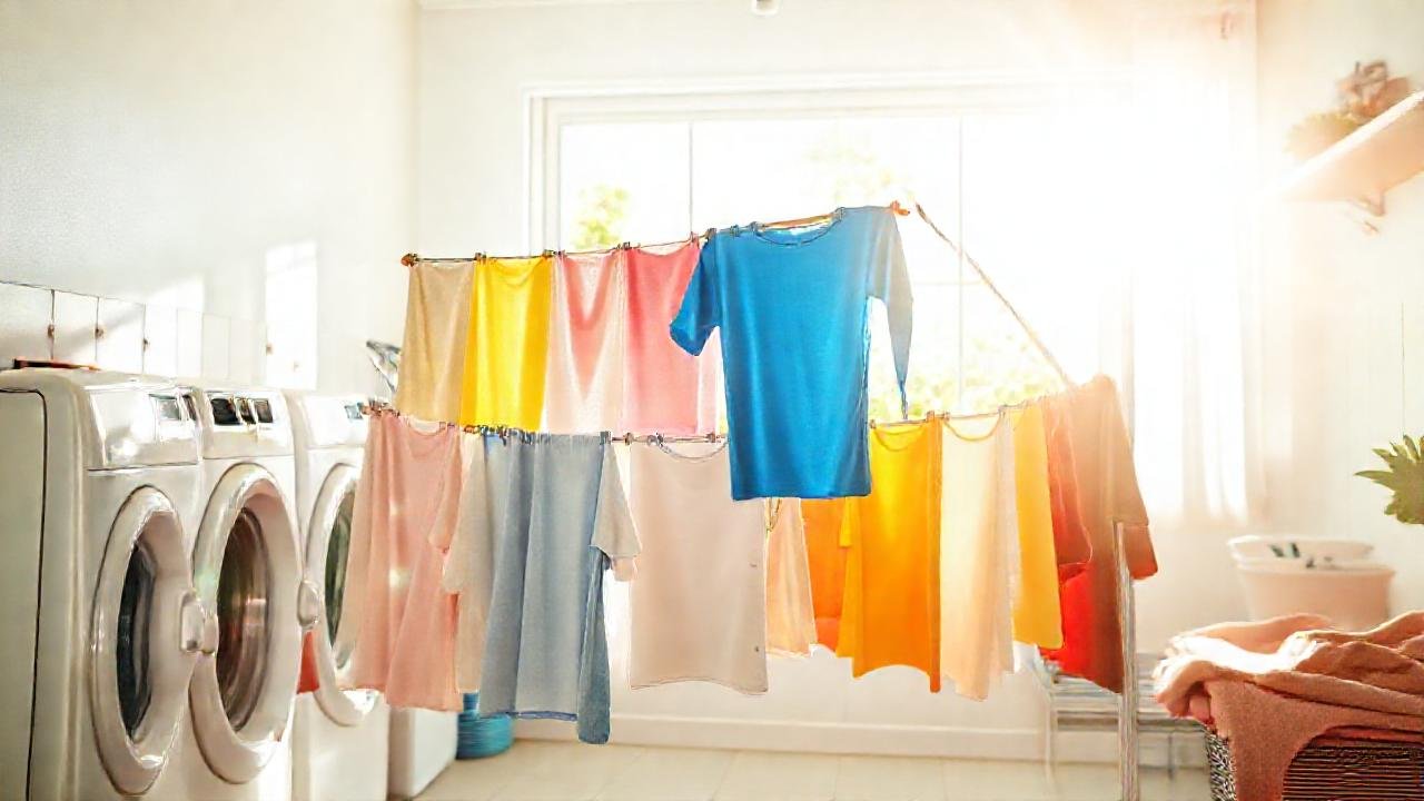 Una lavandería soleada seca ropa felizmente