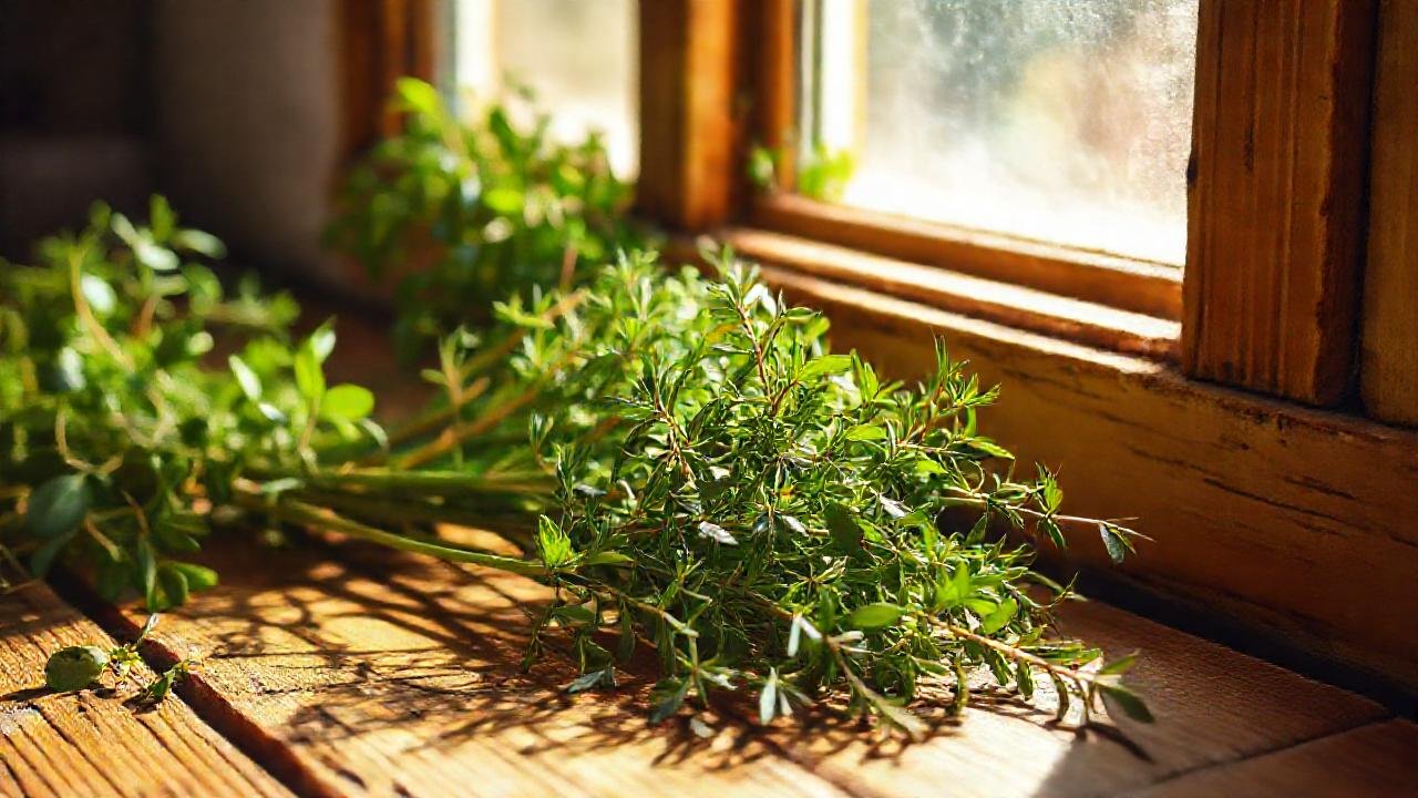 Hierbas frescas iluminan un rincón natural