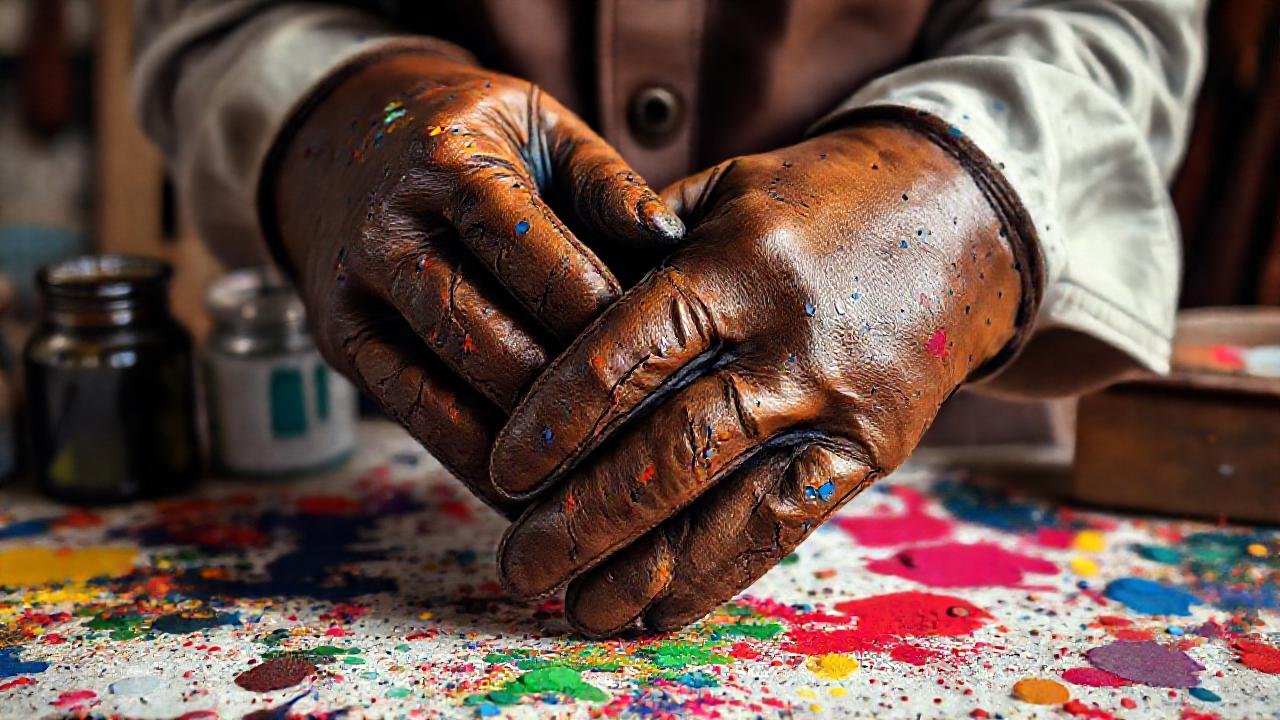 Guantes de cuero crean arte vibrante