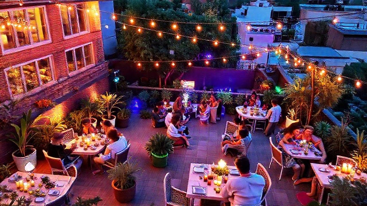 Un jardín terrazado celebraba una fiesta alegre