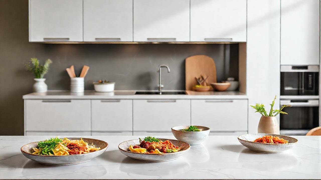 Cocina moderna, colores vivos y atractiva