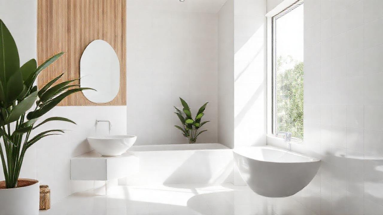 Un baño minimalista, luminoso y sereno