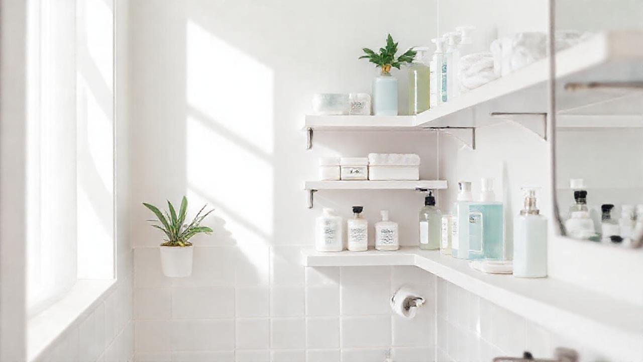 Un baño luminoso y minimalista limpio