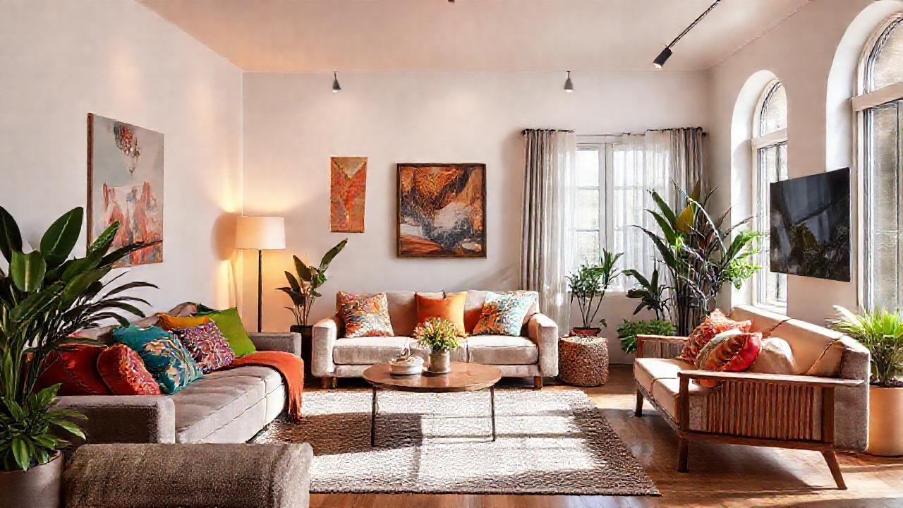 Un salón moderno y acogedormente decorado