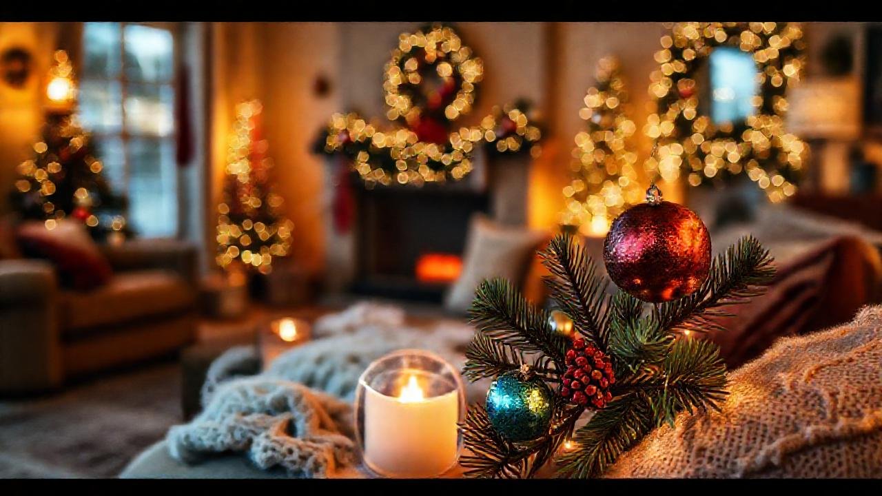 Un salón acogedor celebra la Navidad