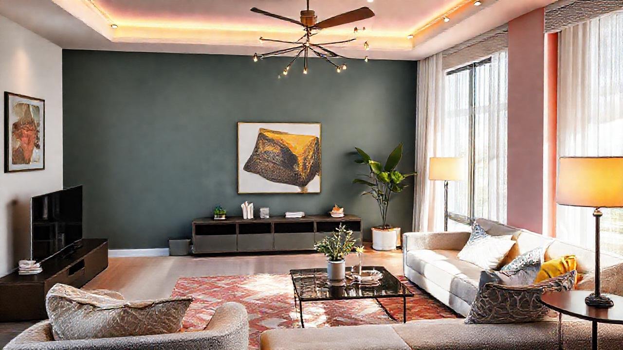 Un salón moderno y vibrante destaca