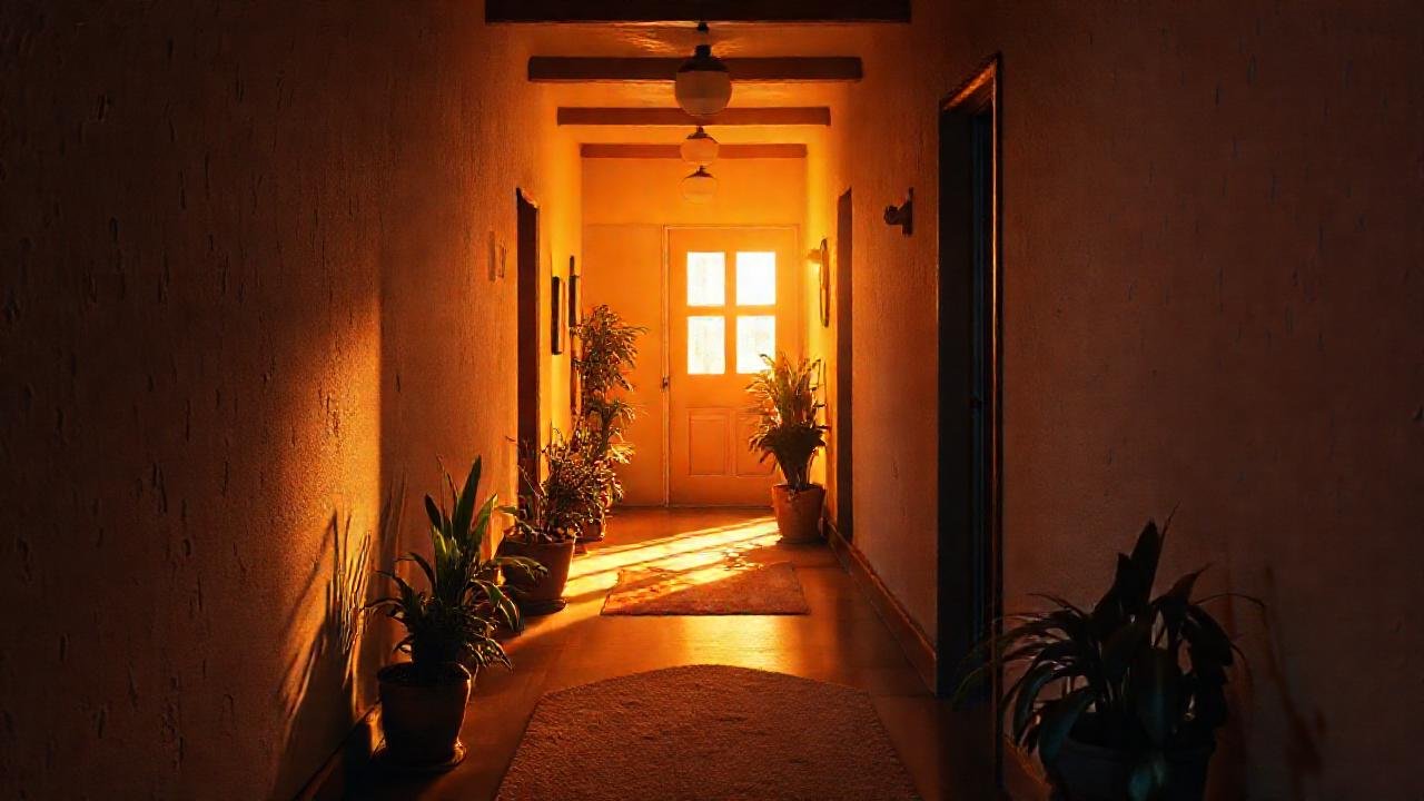 Un pasillo cálido y acogedor invita