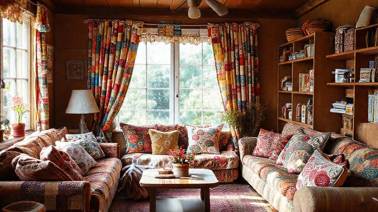 Un salón acogedor y colorido artesanal