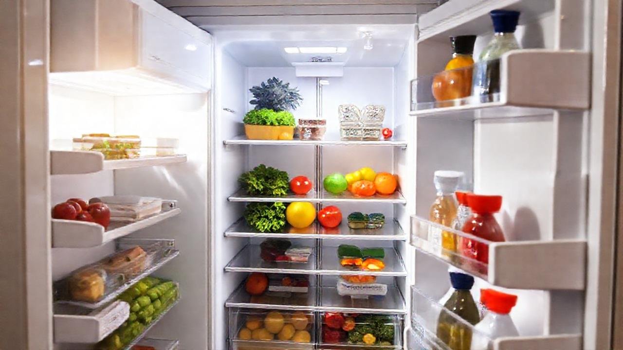 Nevera impecable, ordenada y luminosa